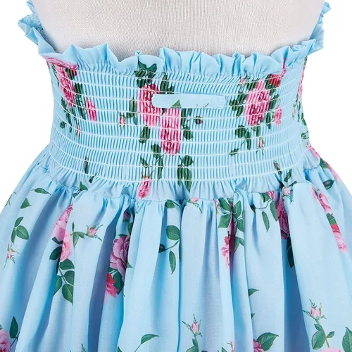 Vista 6 de Bcaur Vestido de otoño de algodón para niñas 2T-12, vestido de Pascua con estampado floral casual