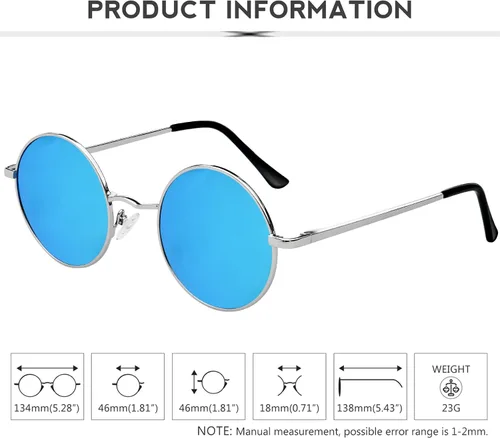 Vista 79 de KANASTAL Gafas de sol redondas polarizadas para mujeres y hombres, estilo hippie con protección UV400