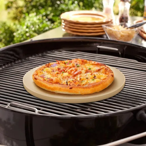 Vista 9 de UNICOOK - Piedra redonda para hornear pizza, 10", 12", 14", 15", 16", para horno y parrilla Even Heating and Consistent Heat Retention, Creates