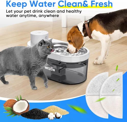 Vista 3 de Cormix - Filtro de fuente de agua para gatos PWEZON de 4 L, 4 filtros de repuesto para fuente de agua para gatos con 4 esponjas de filtro de bomba