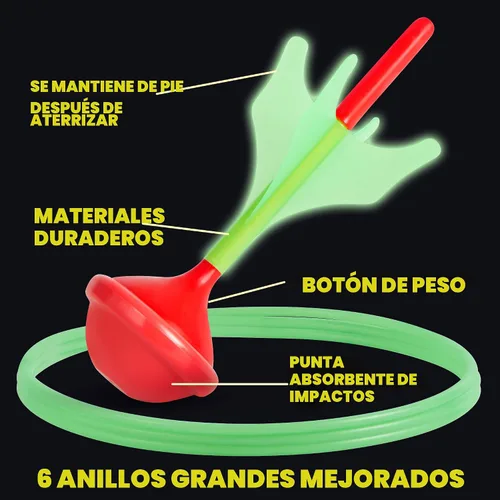 Vista 6 de JOYIN Juego de dardos de césped para niños y adultos, juegos de césped que brillan en la oscuridad al aire libre para adultos y familia, juego