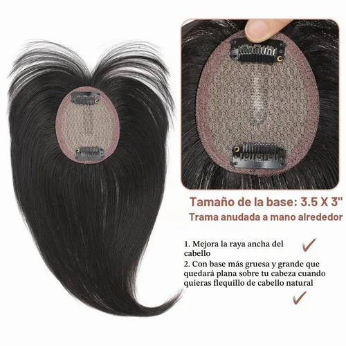 Vista 3 de Molefi Flequillo con clip, 100 % cabello humano real, para mujer, cobertura 360, con flequillo, para uso diario.