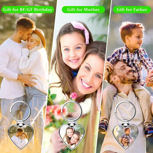 Vista 7 de HYPERFOLD Llavero personalizado de doble cara con imagen, grabado personalizado, texto fotográfico, regalos personalizados para hombres, novio