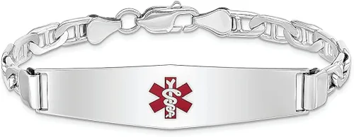 Vista 3 de 925 Sterling Silver Medical Alert Id Nautical Anchor Ship Wheel Mariners Link Bracelet 7 Inch Fine Jewelry For Women Gifts For Her