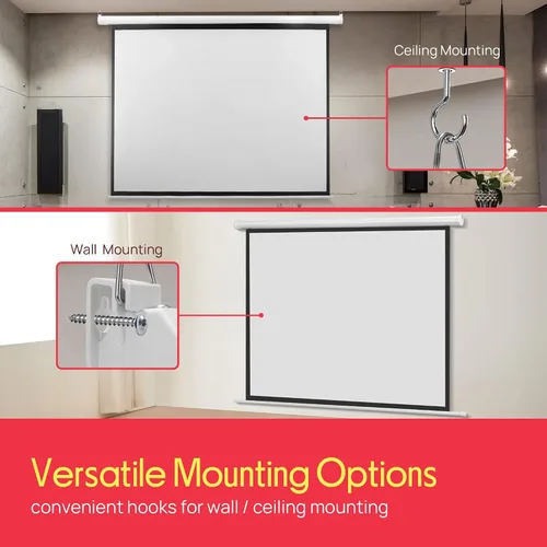 Vista 5 de Pyle Pantalla de proyector motorizada de 84 pulgadas, formato blanco mate 4:3, pantalla de proyección automática desplegable con control remoto