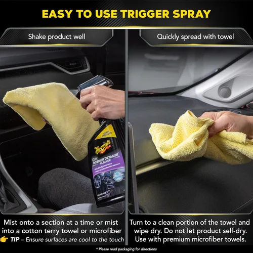 Vista 5 de Meguiar's Quik - Limpiador de detalladores de interiores, limpieza rápida en aerosol y refresca el interior del automóvil, uso en plástico, cuero