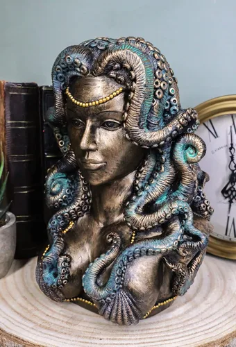 Vista 7 de Ebros Sea Witch Seductora Diosa Cecaelia Kraken pulpo tentáculos mujer busto estatua 8.25 pulgadas de alto fantasía mitos y leyendas figura