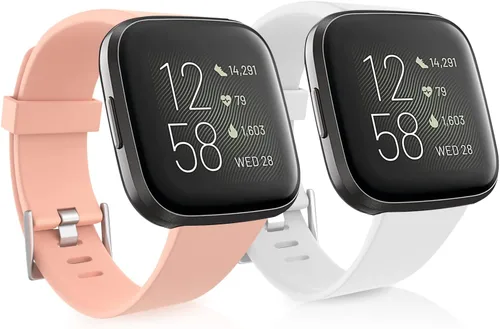 Vista 10 de Paquete de 2 bandas impermeables compatibles con Fitbit Versa 2 bandas para mujeres y hombres Muñequeras de repuesto transpirables de nailon