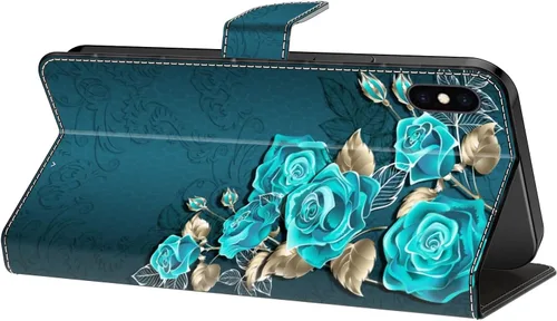 Vista 5 de Funda para Moto G 5G 2022, Moto G 5G 2022, funda protectora de piel sintética con tarjetero para Motorola Moto G 5G 2022 - Rosa azul