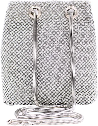 Vista 8 de Vgift Bolsa de cubo de lujo con diamantes de imitación, bolso de noche brillante para mujer