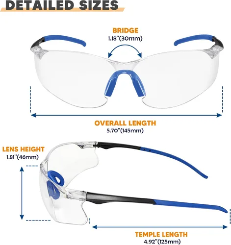 Vista 7 de Gafas de seguridad transparentes, paquete de 3, gafas protectoras con protección UV ANSI Z87.1, gafas de seguridad resistentes a arañazos e