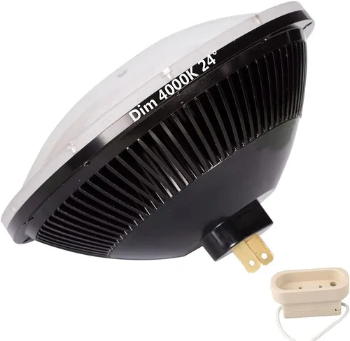 Vista 5 de KAPATA Bombilla LED regulable Par56 de 500 W de repuesto NSP de 24 grados, haz LED de 36 W, color blanco suave, 3000 K, base GX16D AC110-130 V