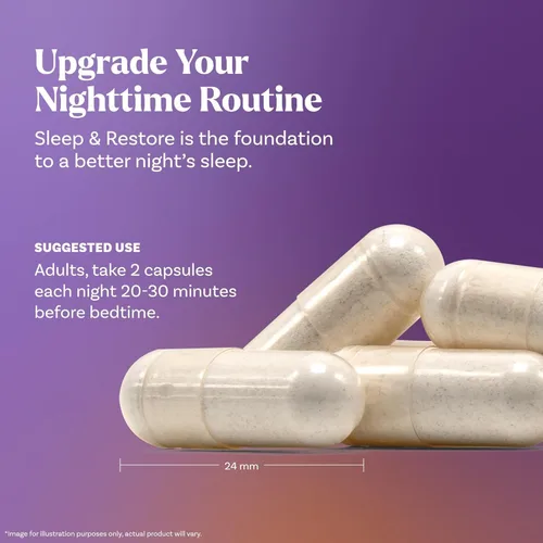 Vista 7 de Natrol Cápsulas Sleep & Restore con glicinato de magnesio 100 mg, GABA, esencial para tu sueño reparador definitivo, sin melatonina, suministro