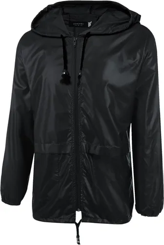 Vista 2 de COOFANDY Chaqueta impermeable plegable para hombre, impermeable, con capucha, ligera, clásica, para ciclismo