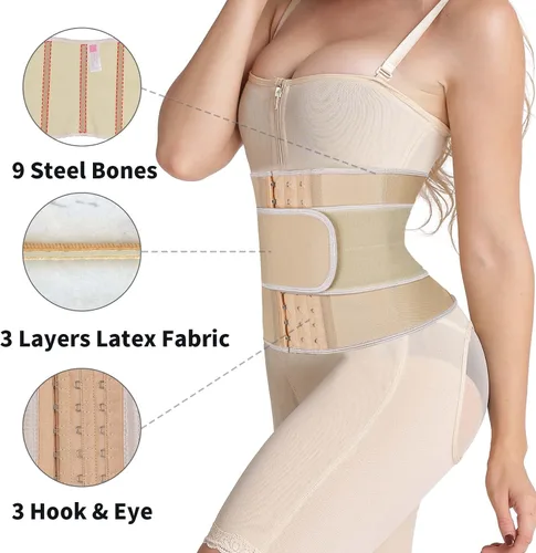 Vista 5 de Atbuty Entrenadores de cintura de torso corto para mujer, corsé debajo del busto, de látex, faja deportiva de reloj de arena