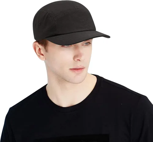 Vista 5 de CLAPE Gorra de béisbol de ala corta con 5 paneles, sin estructurar, de perfil bajo, para papá, gorra de algodón, unisex