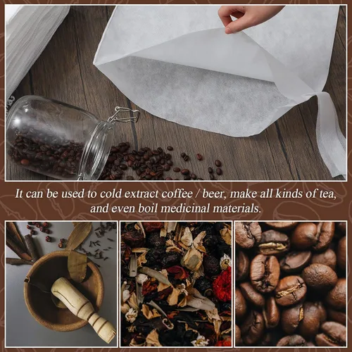 Vista 5 de Tegeme 150PCS Brew Bags, 16" x 12" Large Commercial Cold Coffee Filters Non Woven Filters Bags Fits 5 Gallon Cold Brew System for Restaurants Home