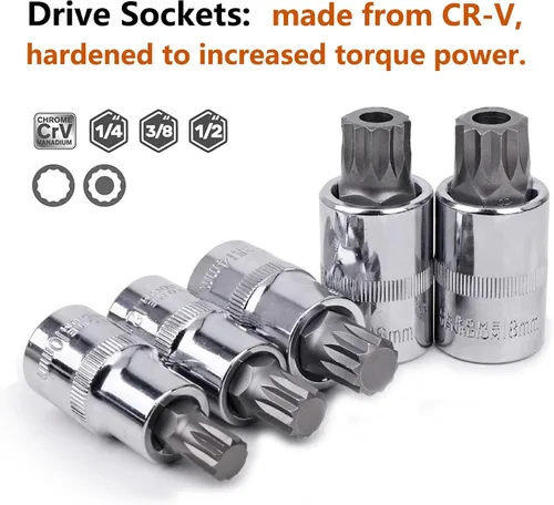 Vista 2 de Qnkaa Spline Juego de puntas de zócalo 10pcs Cuadrado Triple Plata M4 - M18