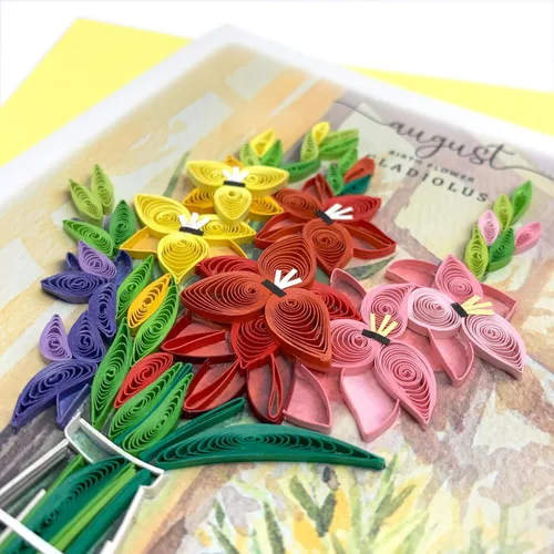 Vista 4 de Gladiolus - Tarjeta de flores de nacimiento, agosto, tarjeta floral para cumpleaños, grande, 5 x 7 pulgadas