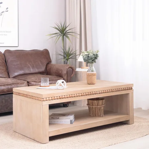 Vista 30 de Mesa auxiliar de madera, 39.37 pulgadas, cuadrada de mediados de siglo, mesa central de madera moderna de madera de fibropanel de densidad media