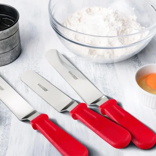 Vista 2 de Emopeak Espátulas para decoración de tartas, cuchillo de glaseado más suave de acero inoxidable, juego de 3