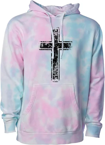 Vista 3 de Tcombo Sudadera con capucha unisex con diseño de cruz angustiada