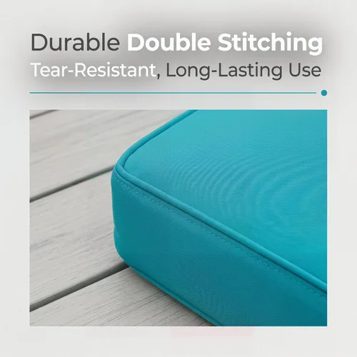 Vista 4 de KINTNESS Fundas de cojín de repuesto para sofá modular de ratán de 7 piezas, 14 fundas impermeables para cojines de patio con cremallera (azul)