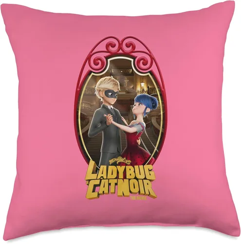 Vista 5 de Miraculous Ladybug and Cat Noir The Movie Ball Dancing Pillow, 16 x 16 pulgadas, multicolor