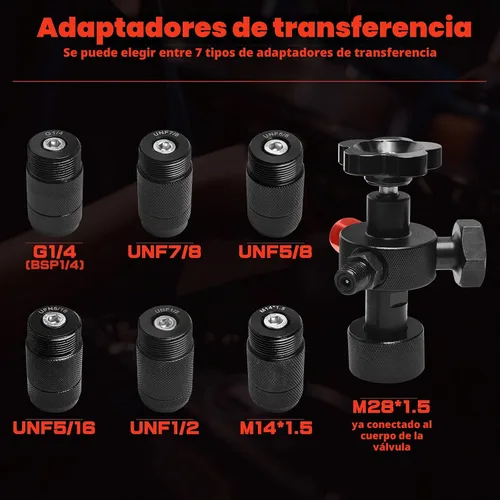 Vista 4 de Kit de carga de acumulador de nitrógeno hidráulico, kit de llenado de nitrógeno, sistema de prueba de presión de nitrógeno con 7 acoplamientos, 3