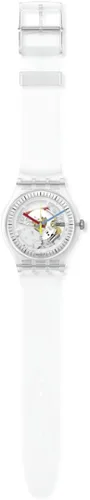Vista 2 de Swatch Nueva correa de plástico de cuarzo BIO-SOURCED para hombre, transparente, reloj casual 18 (Modelo SO29K100) transparente, Transparente