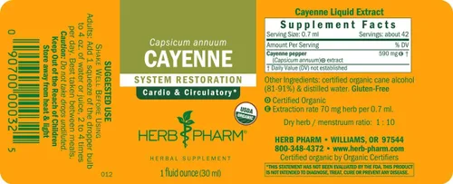 Vista 7 de Herb Pharm Gotas de extracto de cayena orgánico certificado para apoyo cardiovascular y circulatorio, 1 onza