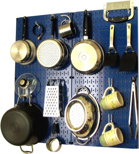 Vista 25 de Wall Control Organizador de Tablero Perforado de Cocina Estante de Almacenamiento de Ollas y Sartenes Kit de Organización con Tablero Perforado