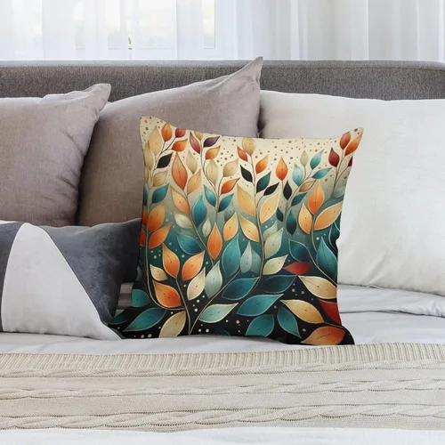 Vista 7 de Almohadas de sofá para sala de estar, 12 x 12 pulgadas, coloridas hojas de otoño y otoño, funda de cojín para sofá, decoración moderna, otoño