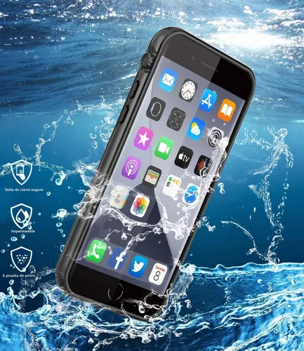 Vista 4 de Diseño para iPhone 8 7 Funda impermeable con protector de pantalla integrado totalmente sellado, a prueba de golpes, a prueba de nieve, bajo el Negro