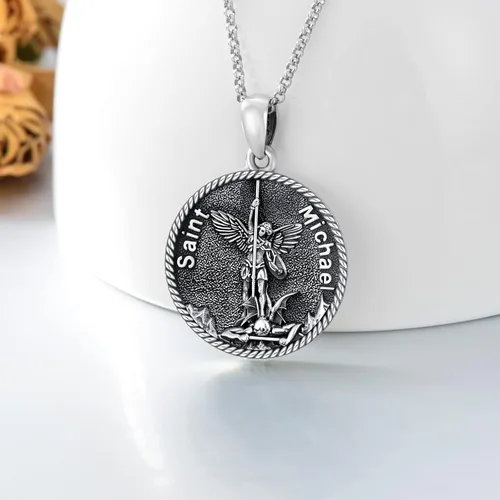 Vista 2 de 925 Sterling Silver Poseidon TridentBaphomet HornedValnkutSpartan WarriorSt MichaelChristopherGeorge Necklace The Archangel Protection Amulet