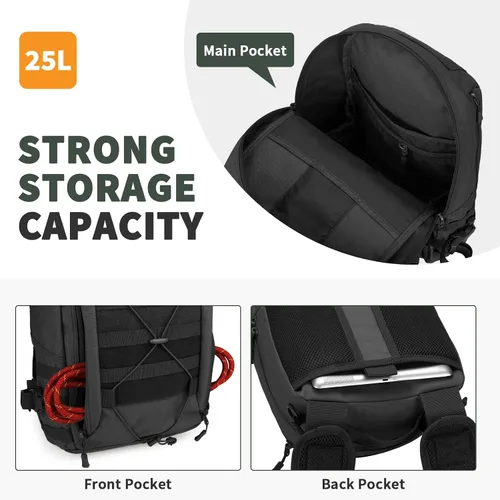 Vista 6 de HUNTVP Mochila táctica militar MOLLE mochila de caza mochila táctica Backpck paquete de asalto que se puede fijar con el chaleco y el cinturón