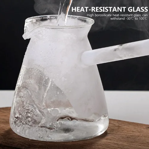 Vista 4 de Cabilock Tetera de cristal negro, 15.2 fl oz para estufa con mango lateral y calentador incorporado
