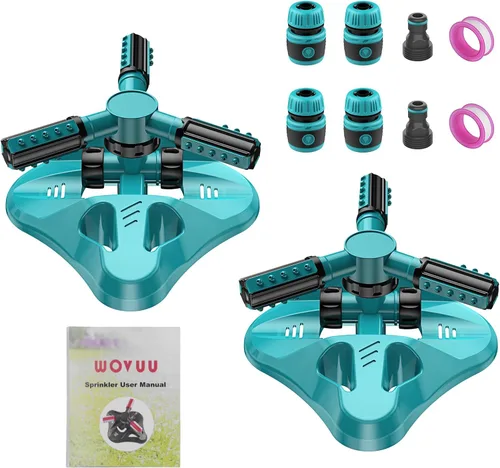 Vista 8 de Aspersor de jardín, rociadores de césped mejorados, sistema automático de rociador de agua de césped giratorio de 360 grados, rociador de manguera