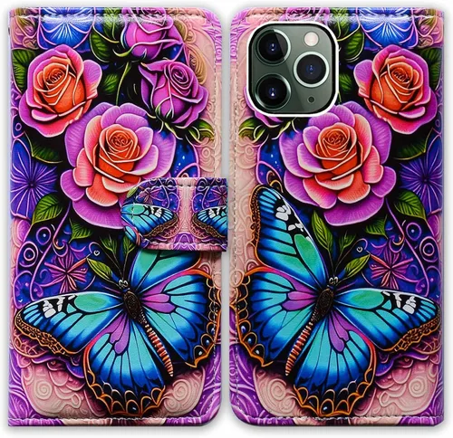 Vista 27 de Bcov Funda para iPhone 11 Pro Max, diseño de pájaro negro y verde con tapa de cuero con ranura para tarjeta de crédito, soporte para tarjeta
