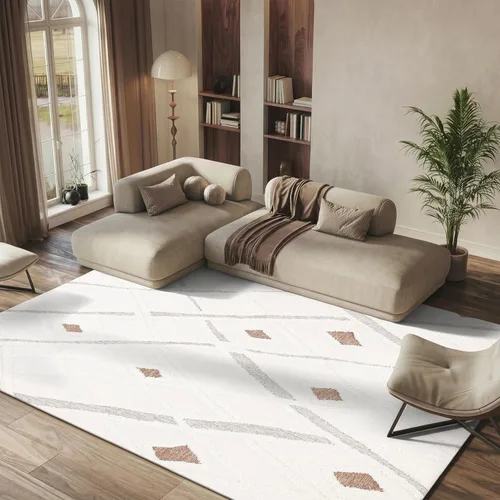 Vista 21 de SAFAVIEH Casablanca Collection - Alfombra decorativa de 2 x 3 pies, color marfil y marrón, lana marroquí hecha a mano, ideal para zonas de alto