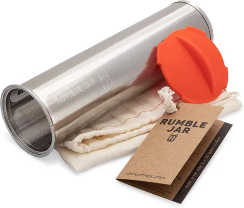 Vista 10 de Rumble Jar - Cafetera fría de próxima generación para tarros Mason - El filtro de 200 micrones es ideal para granos gruesos y café más fuerte
