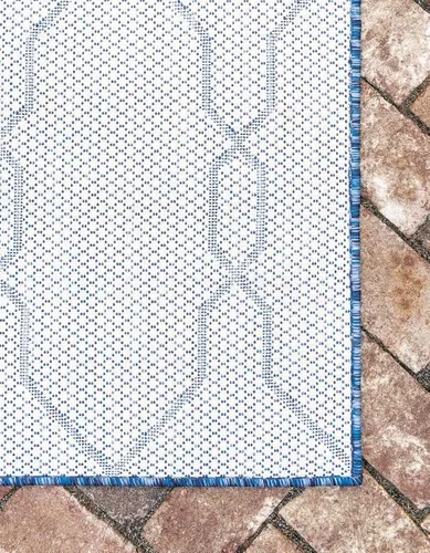Vista 10 de Unique Loom Outdoor Trellis Collection - Alfombra de área con diseño de enrejado (2 x 6 pies 1 pulgada, azul/marfil)