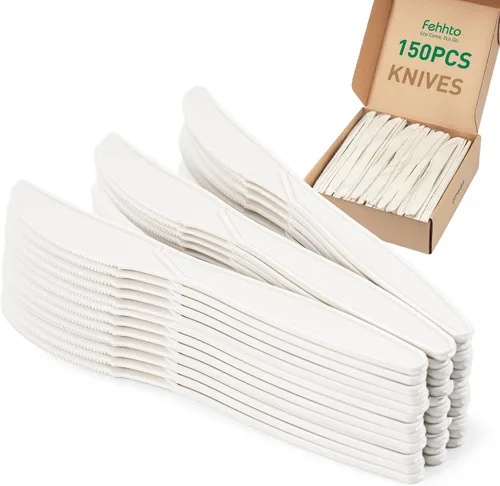 Vista 11 de Tenedor 100% compostable, 7 pulgadas, 150 tenedores desechables de almidón de maíz, cubiertos resistentes con certificación BPI, utensilios