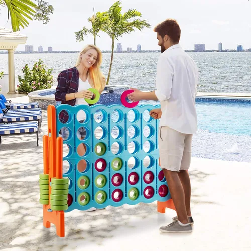 Vista 7 de Costzon Giant 4 en una fila, Juego de mesa Jumbo de 4 a puntuación para niños y adultos, juego de conexión de patio interior y exterior, 1.07 m