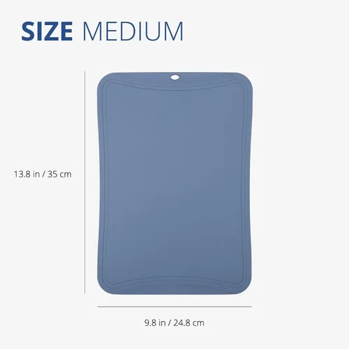 Vista 3 de Tabla de cortar de TPU Blue Ginkgo [Mediana] – Hecha en Corea, flexible, apta para cuchillos, resistente tabla de cortar de cocina (Azul)