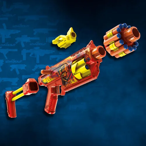 Vista 4 de Nerf Loadout FlareFusion Blaster, 3 accesorios de montaje intercambiables, 18 dardos Nerf N1, juguetes al aire libre para niños, a partir de 8 años