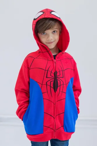 Vista 2 de Marvel Spider-Man Cosplay - Sudadera con capucha y cremallera para niños pequeños y grandes Rojo/Azul