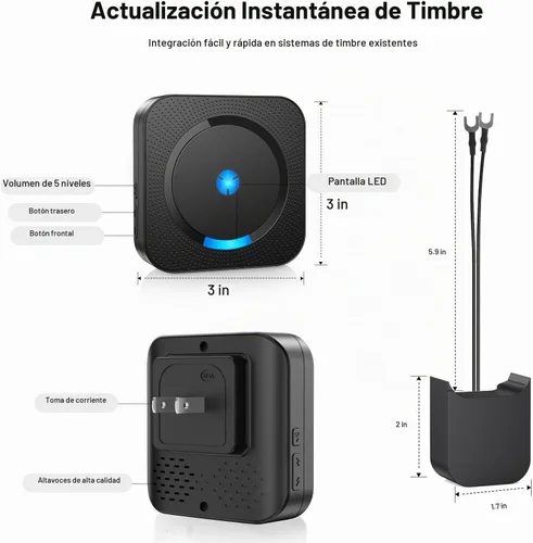 Vista 7 de Extensor de timbre de puerta inalámbrico para Blink - Compatible con Blink Doorbell (Gen 1), 1 extensor de timbre de video y 2 receptores