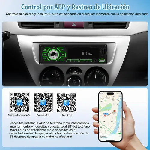 Vista 2 de SIXWIN - Radio para coche de un solo DIN, estéreo Bluetooth, receptor de audio multimedia para coche con control de voz, entrada AUX/USB/TF, control