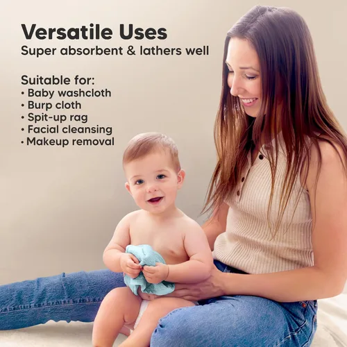 Vista 6 de Paquete de 6 paños de viscosa suave y absorbente de bambú para cara, cuerpo, toallas de bebé para recién nacidos, niños, niños pequeños, bebés